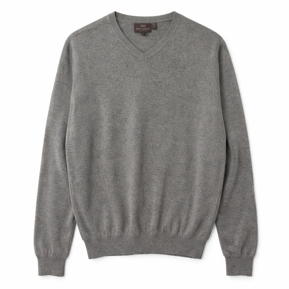 Hickey Freeman Cashmere Sweater Mens Size XL Gray Preppy Academia Luxury Classic